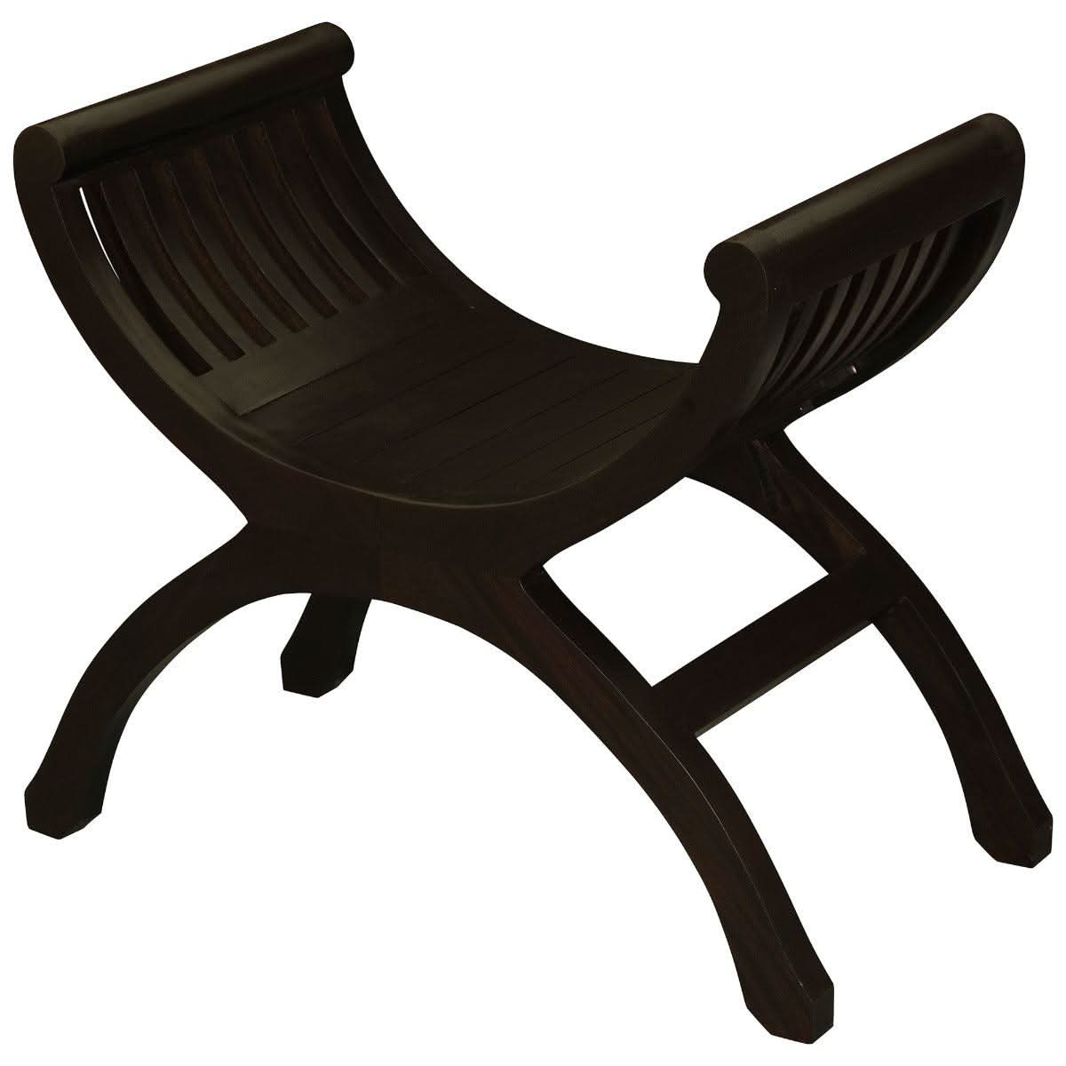 CHENGLEI OPIUM STYLE LEG SINGLE SEATER FULL TIMBER BENCH IN CHOCOLATE - MyChocolateWood