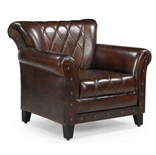 CHESTER STUDDED LEATHER ARMCHAIR - MyChocolateWood