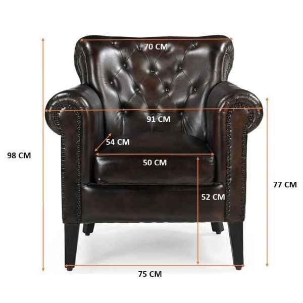 CHESTERFIELD CHOCOLATE LEATHER ARMCHAIR/WINGBACK CHAIR WITH STUDS - MyChocolateWood