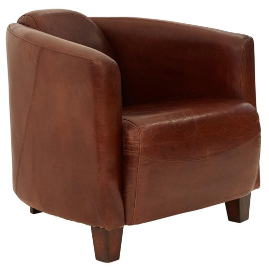 CHESWICK AGED LEATHER ARMCHAIR VINTAGE BROWN - MyChocolateWood