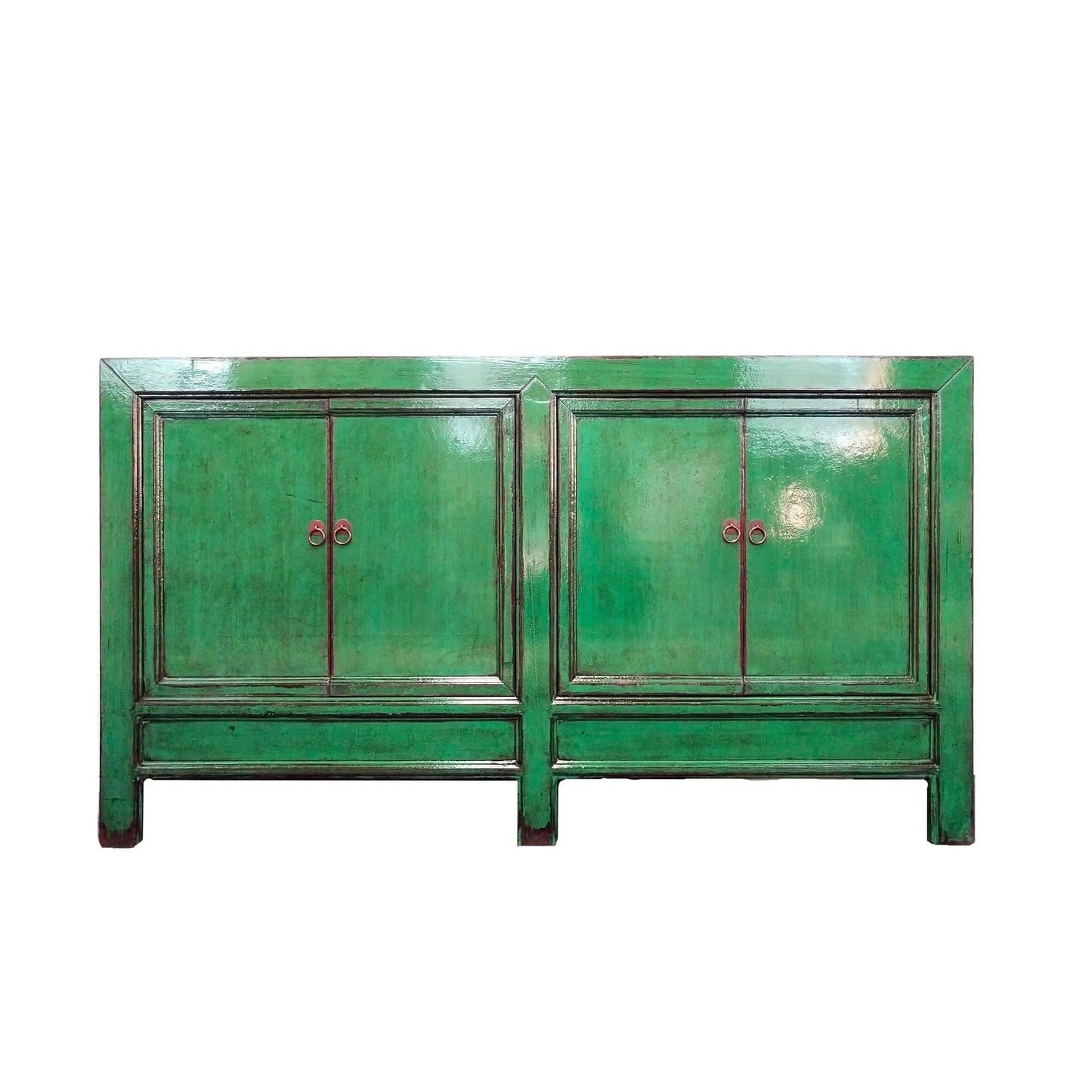 CHIFENG HSB041 CHINESE ANTIQUE RECYCLED PINE TIMBER BUFFET/SIDEBOARD 4 DOORS GREEN - MyChocolateWood