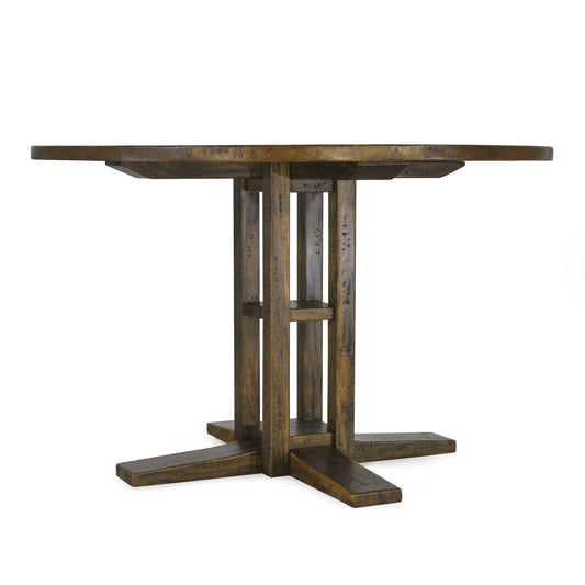 CLOVER ROUND SOLID MANGO WOOD DINING TABLE NIBBLED ALBANY RUSTIC EXTREME COLOUR 152CM