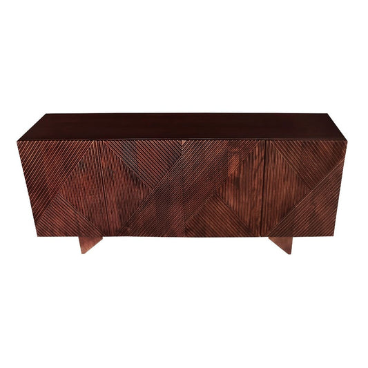 COMARO SOLID MANGO WOOD 2 DOOR BUFFET SIDEBOARD IN RICH WARM BROWN 177CM