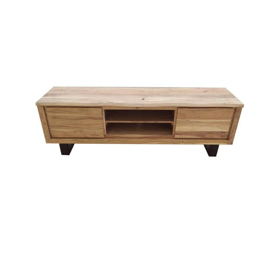 CRISTO NATURAL SOLID ACACIA TIMBER TV/ENTERTAINMENT UNIT ETU W/METAL LEGS 170 CM - MyChocolateWood