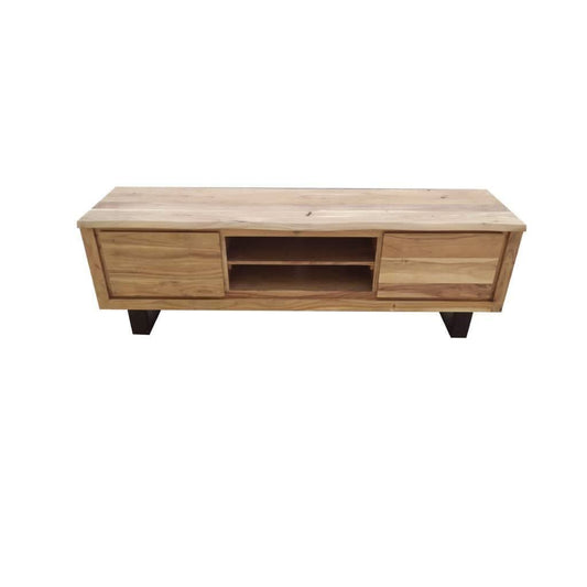 CRISTO NATURAL SOLID ACACIA TIMBER TV/ENTERTAINMENT UNIT ETU W/METAL LEGS 170 CM - MyChocolateWood