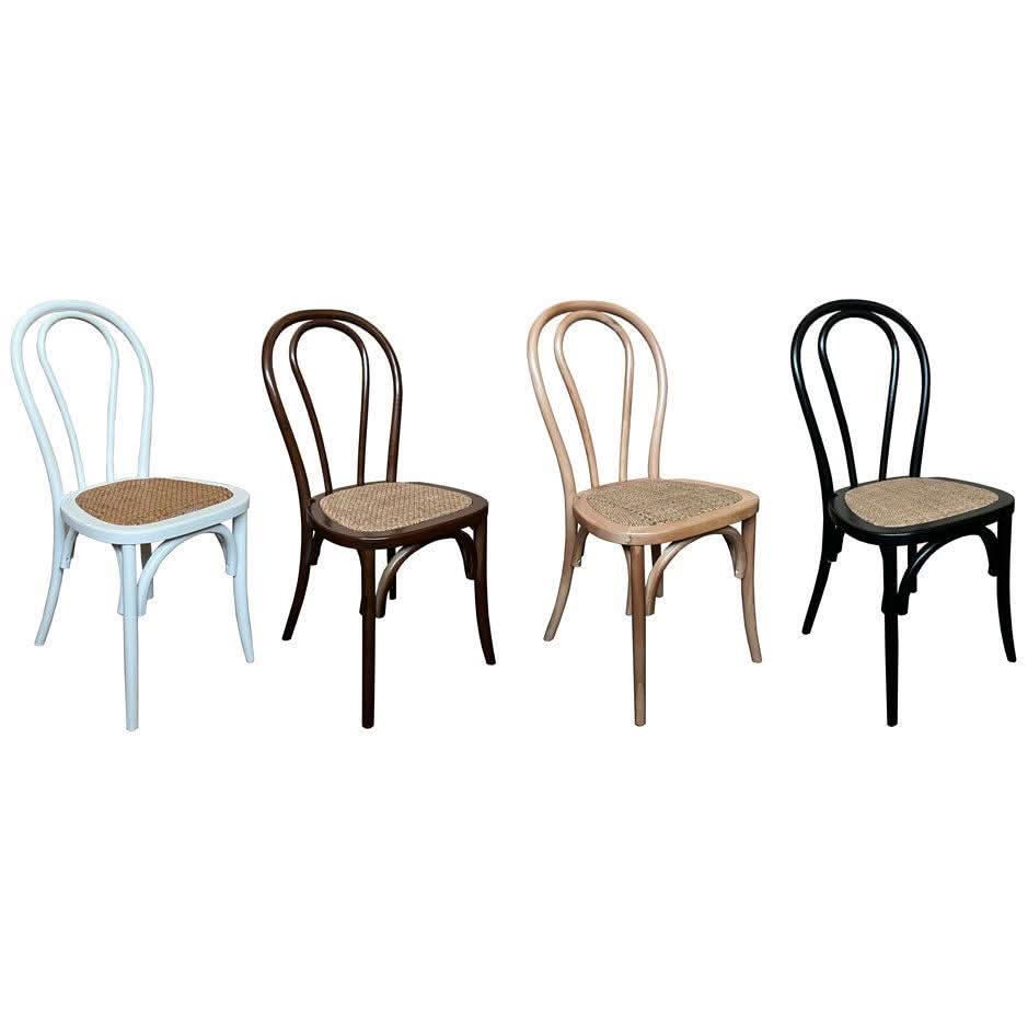 CRISTO STACKABLE WHITE BENTWOOD DINING CHAIR WITH RATTAN SEAT - MyChocolateWood