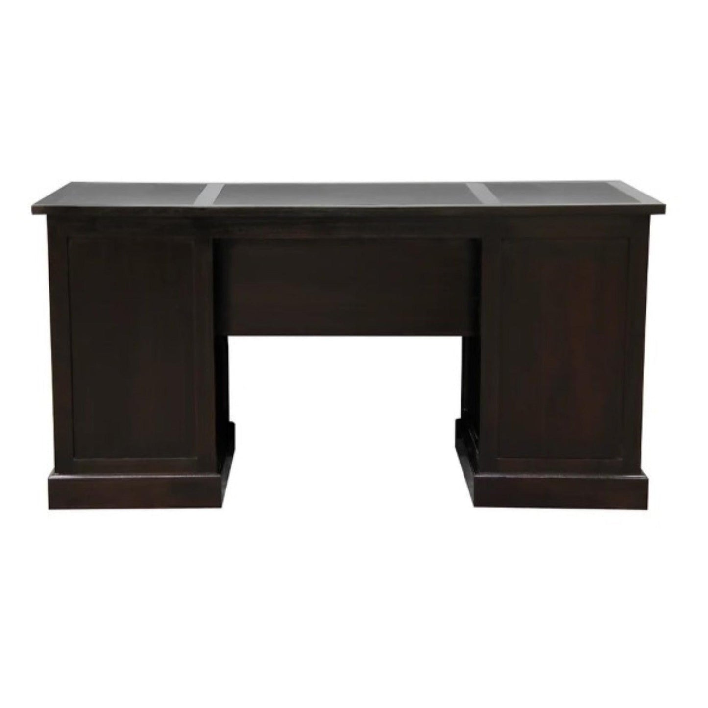 DAKOTA HANDCRAFTED SOLID MAHOGANY TIMBER WRITING DESK WITH LEATHERETTE TOP 160CM- CHOCOLATE - MyChocolateWood
