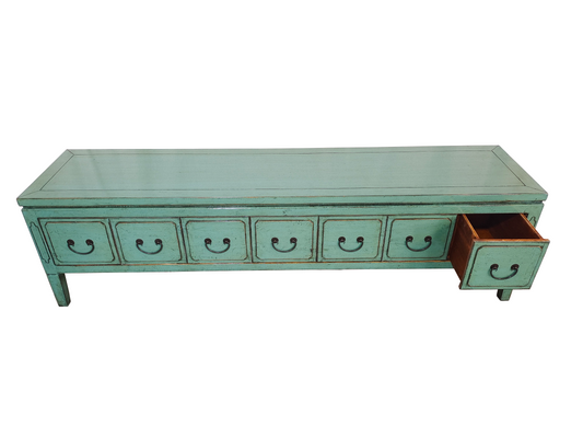 DANDAN HF2308-234 CHINESE ANTIQUE RECYCLED PINE TIMBER 7-DRAWER ETU TELEVISION STAND