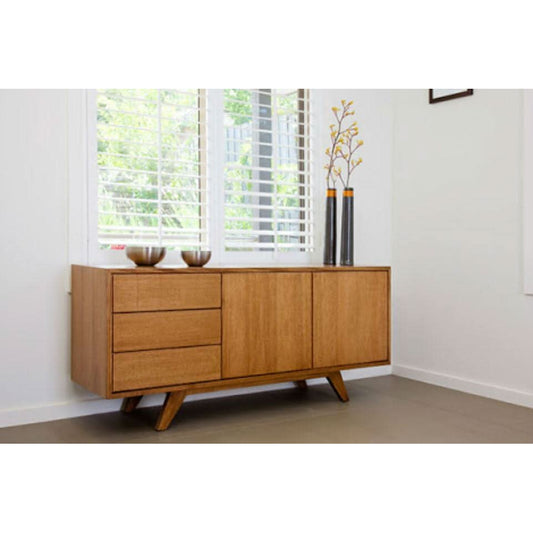 DARIA RETRO BUFFET / SIDEBOARD 3 DRAWERS & 2 DOORS- TASSIE OAK HARDWOOD TIMBER - LOCALLY MADE TO ORDER - MyChocolateWood