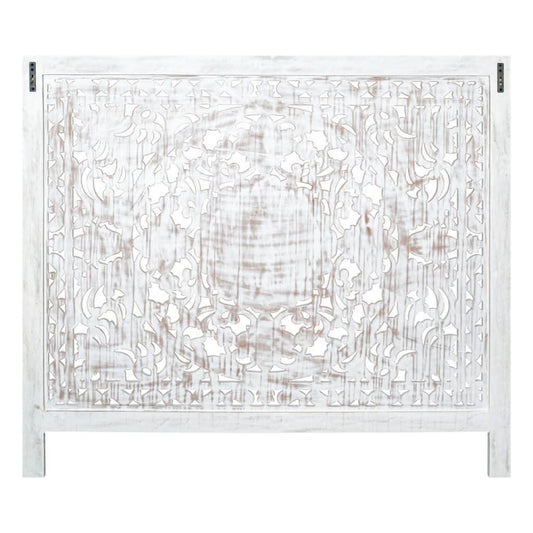 DAUPHIN MANGO WOOD QUEEN HEADBOARD ANTIQUE WHITE - MyChocolateWood