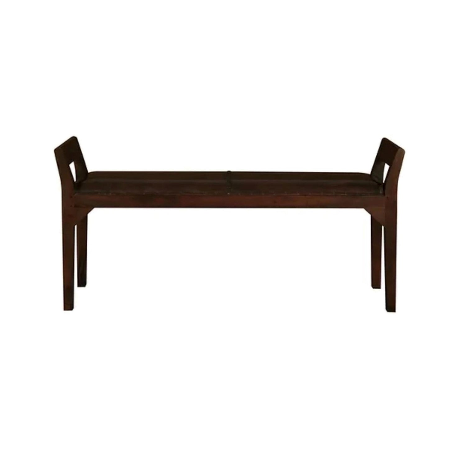 DELANY SOLID MAHOGANY TIMBER DOUBLE BENCH WITH GENUINE LEATHER SEAT IN MAHOGANY - MyChocolateWood