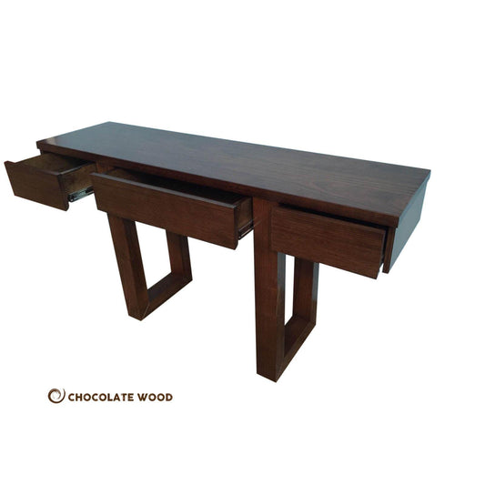 DELILAH SOLID TASSIE OAK HALL TABLE/ CONSOLE IN CHOCOLATE - MyChocolateWood