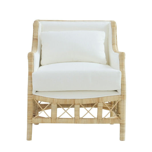 DELON ARMCHAIR CHAIR NATURAL RATTAN FRAME/ WHITE UPHOLSTERY - MyChocolateWood