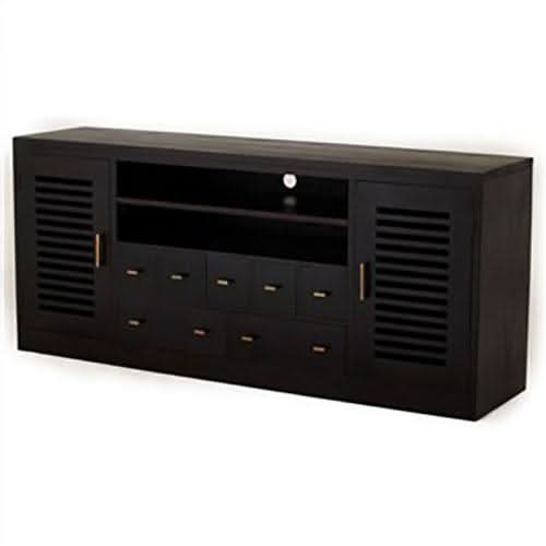 Ebony Solid Mahogany 2 Door 7 Drawer Entertainment Unit in Chocolate - MyChocolateWood