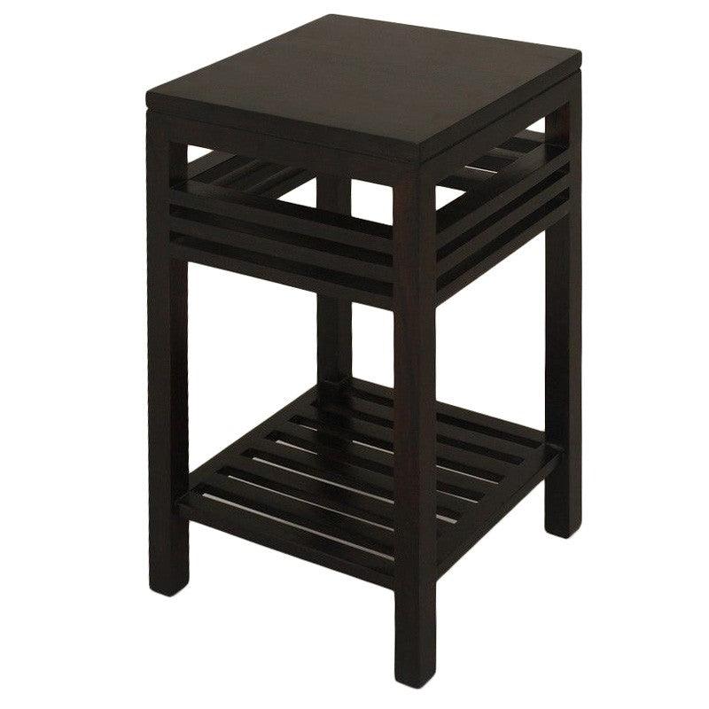 EBONY SOLID MAHOGANY SIDE TABLE WITH SHELF - CHOCOLATE - MyChocolateWood