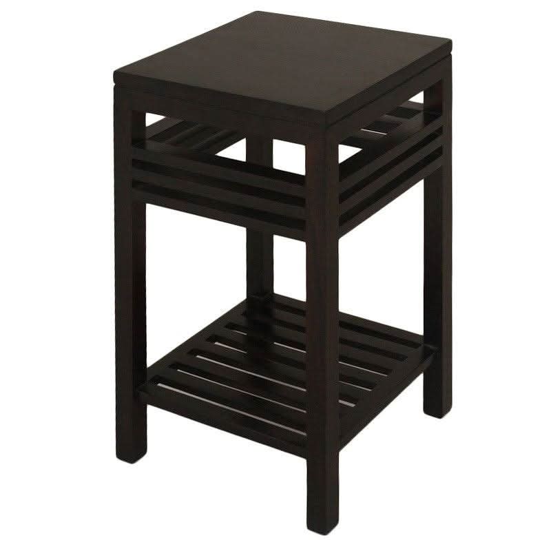 EBONY SOLID MAHOGANY SIDE TABLE WITH SHELF - CHOCOLATE - MyChocolateWood