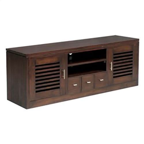 EBONY SOLID MAHOGANY TV UNIT 2 DOORS & 3 DRAWERS - CHOCOLATE - MyChocolateWood