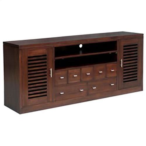 EBONY SOLID MAHOGANY TV UNIT 2 DOORS & 7 DRAWERS - MAHOGANY - MyChocolateWood