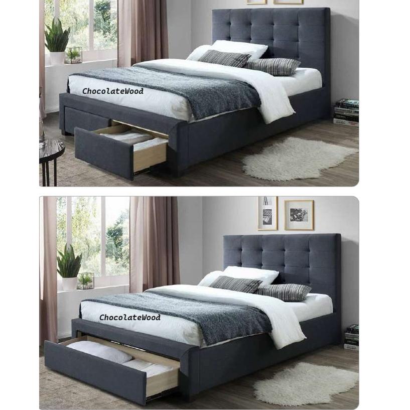ECCLESTON 1-DRAWER KING SINGLE BED GREY