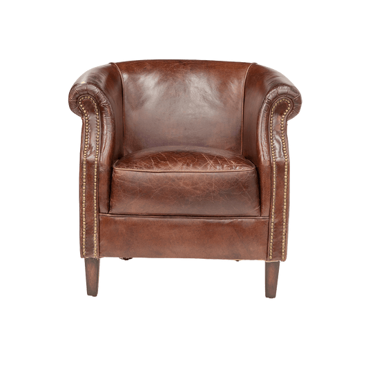 ECLIPSE AGED LEATHER TUB CHAIR - MyChocolateWood