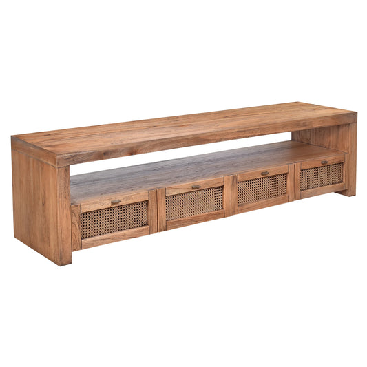 ELDRIDGE MINDI WOOD 4 DRAWERS TV/ENTERTAINMENT UNIT IN LIGHT TOBACCO 180CM - MyChocolateWood