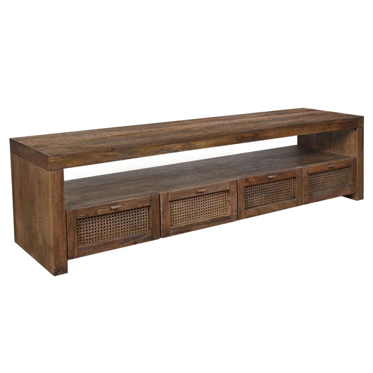 ELDRIDGE MINDI WOOD TV UNIT IN HONEY BROWN 4 DRAWERS 180CM - MyChocolateWood