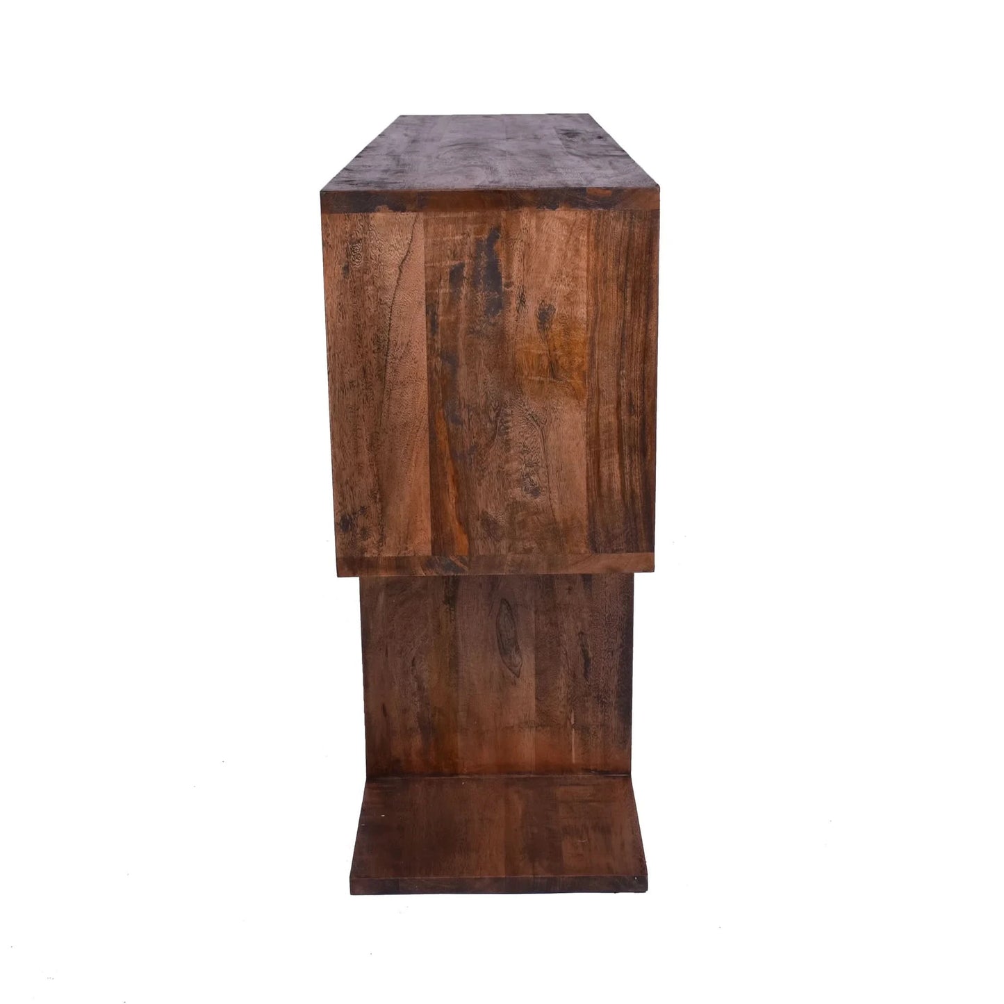 ELDRIDGE OPEN LOW BOOKCASE IN FRUITWOOD TIMBER HONEY BROWN - MyChocolateWood