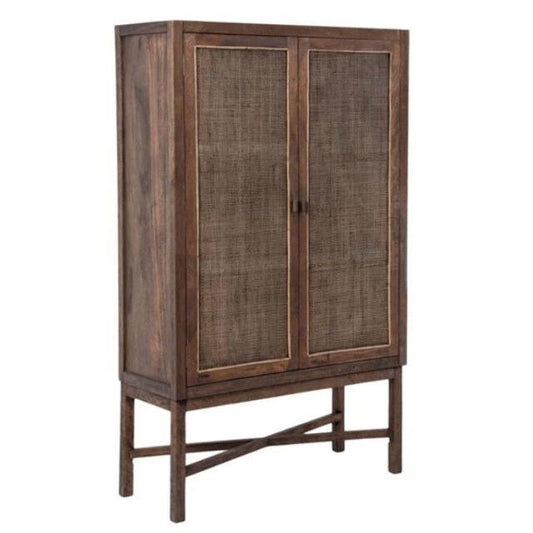 ELDRIDGE SOLID MANGO WOOD TIMBER TALL CUPBOARD CABINET WALL UNIT HONEY BROWN - MyChocolateWood