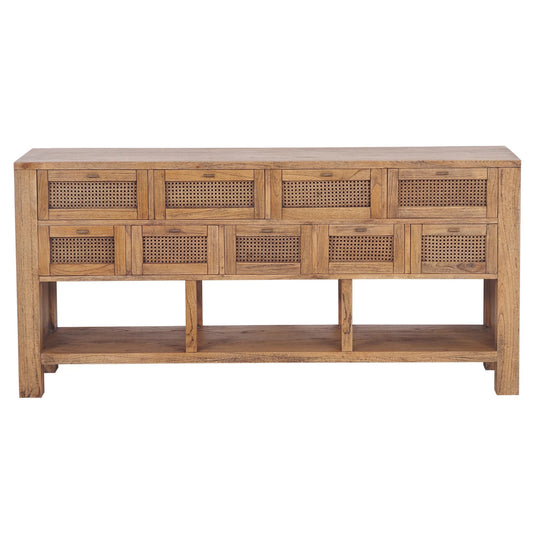 ELDRIDGE SOLID MINDI WOOD BUFFET 9 DRAWERS SIDEBOARD IN LIGHT TOBACCO 180CM - MyChocolateWood