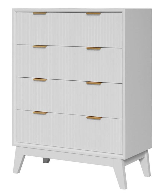 ELIJAH ACACIA WOOD 4-DRAWER TALLBOY CHEST OF 4 DRAWERS IN WHITE - MyChocolateWood