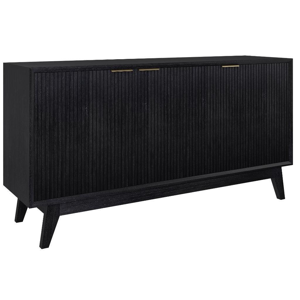 ELIJAH ACACIA WOOD BUFFET/SIDEBOARD 3 DRAWERS IN BRUSHED BLACK ACACIA - MyChocolateWood