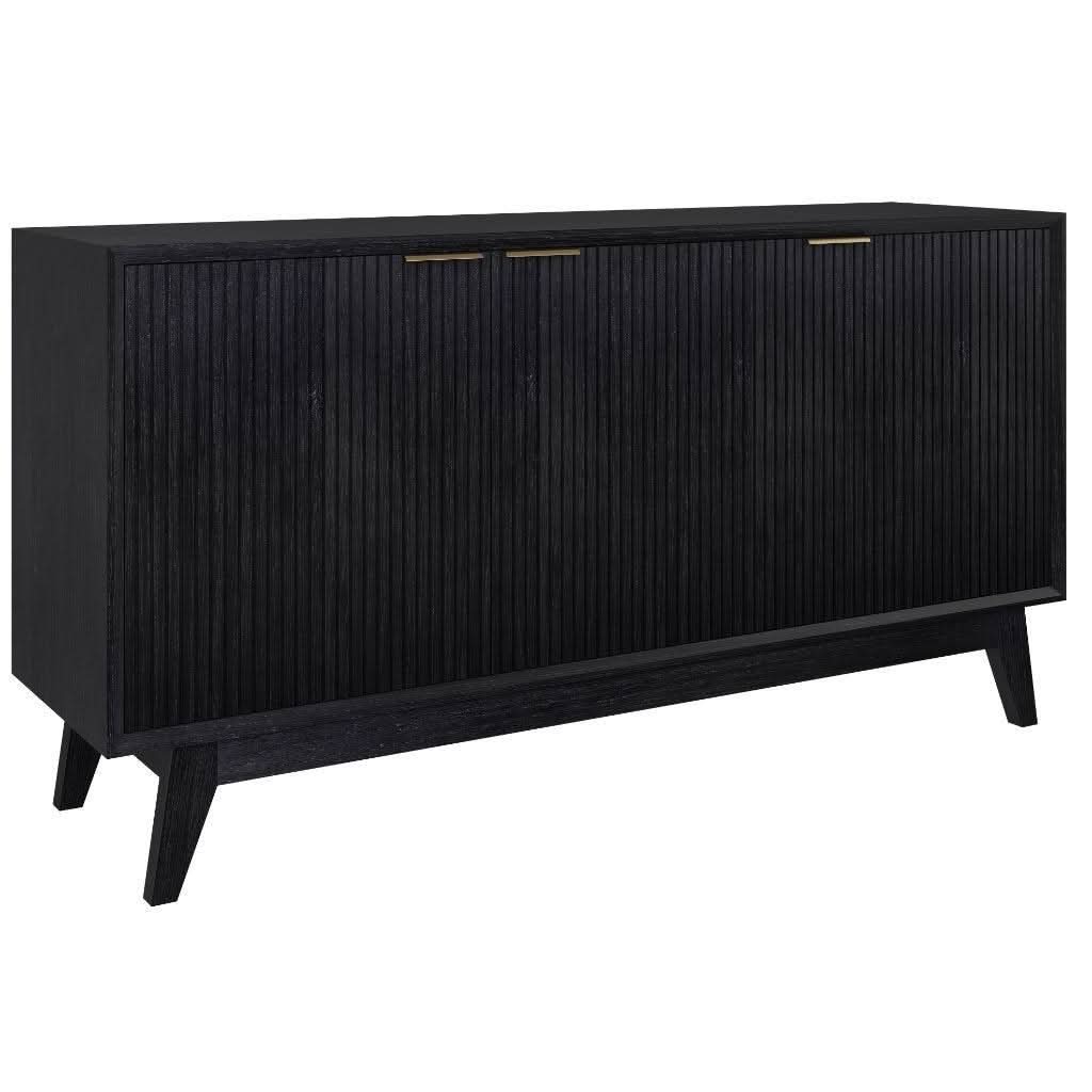 ELIJAH ACACIA WOOD BUFFET/SIDEBOARD 3 DRAWERS IN BRUSHED BLACK ACACIA - MyChocolateWood