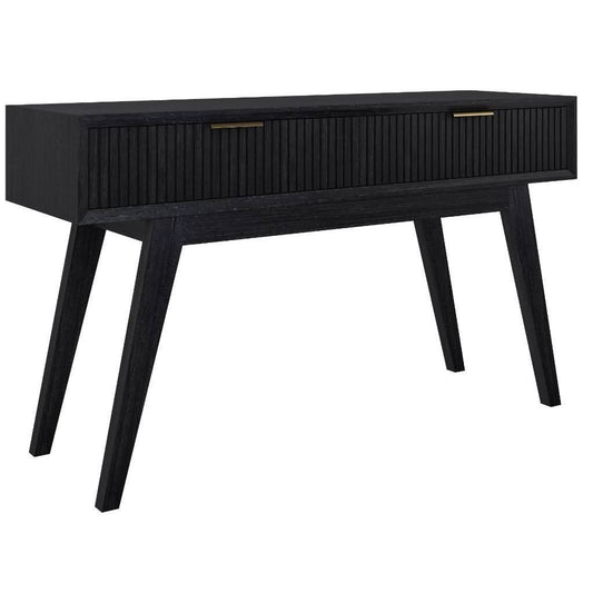 ELIJAH ACACIA WOOD CONSOLE TABLE/HALL TABLE 2 DRAWERS IN BRUSHED BLACK ACACIA - MyChocolateWood