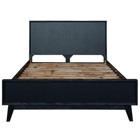ELIJAH ACACIA WOOD KING BED IN BRUSHED BLK - MyChocolateWood