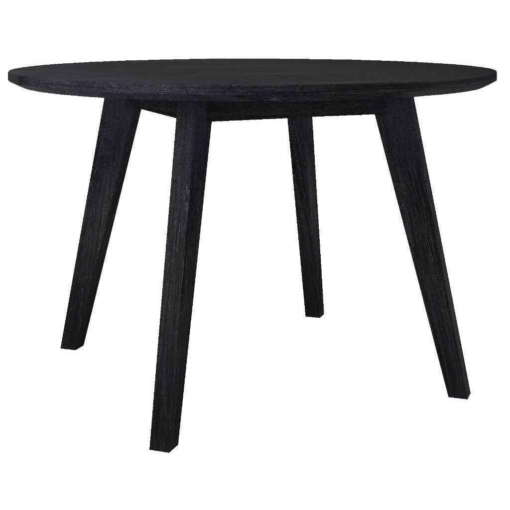 ELIJAH ACACIA WOOD ROUND DINING TABLE IN BRUSHED BLACK - MyChocolateWood