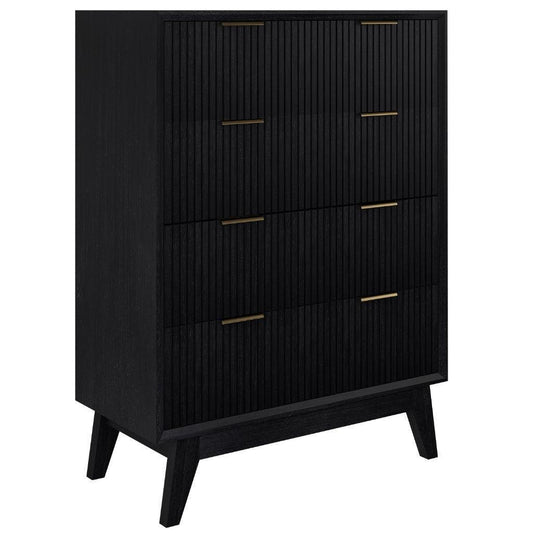 ELIJAH ACACIA WOOD TALLBOY 4 DRAWERS IN BRUSHED BLACK - MyChocolateWood