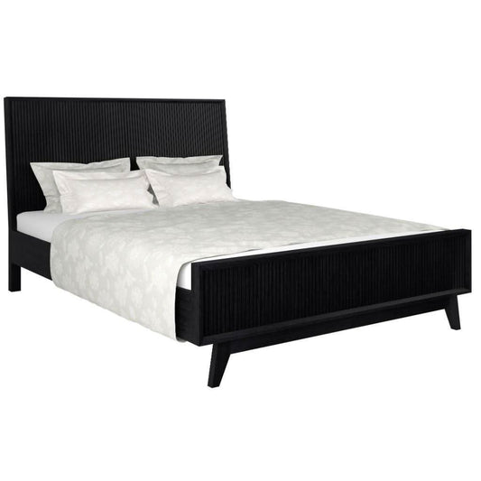 ELIJAH KING SIZE BED + TALLBOY + 2 X BEDSIDE TABLES IN BRUSHED BLACK ACACIA PACKAGE DEAL - MyChocolateWood