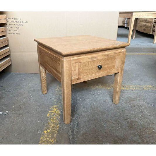 ELLA SOLID OAK LAMP TABLE WITH 1 DRAW - MyChocolateWood