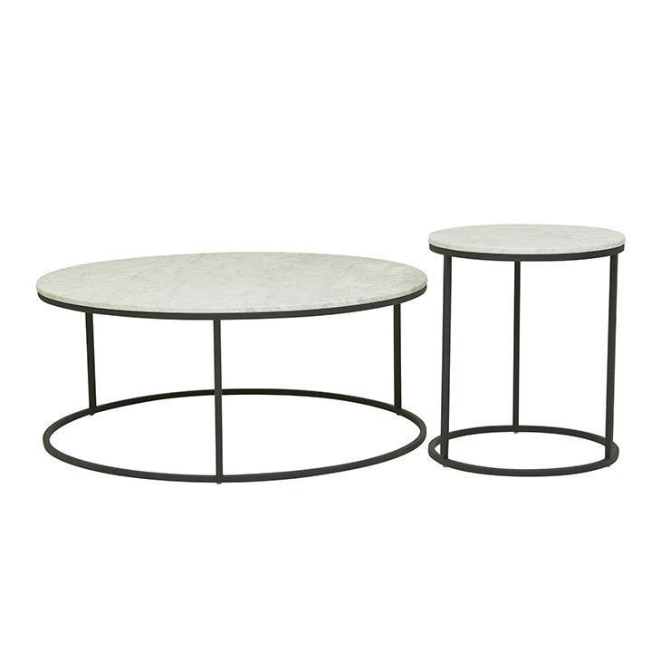 ELLE ROUND COFFEE TABLE BLACK/MATT WHITE - MyChocolateWood