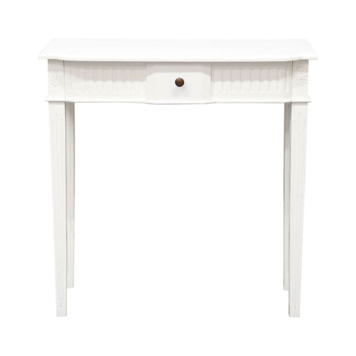 ELLIS SOLID MAHOGANY TIMBER HALL TABLE/CONSOLE TABLE 80CM - WHITE - MyChocolateWood