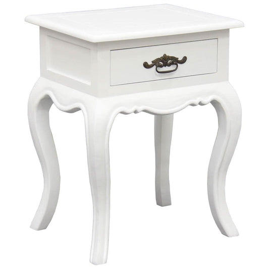 ELODIE 1-DRAWER LAMP TABLE/SIDE TABLE IN SOLID MAHOGANY WHITE - MyChocolateWood