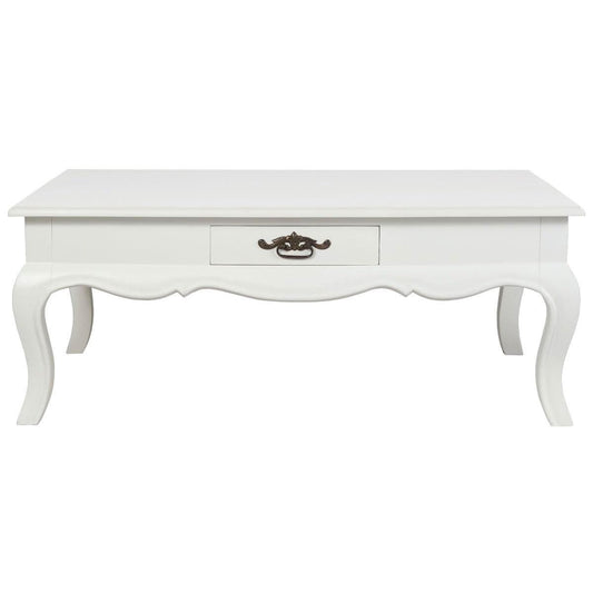 ELODIE 2-DRAWER COFFEE TABLE IN SOLID MAHOGANY- WHITE - MyChocolateWood
