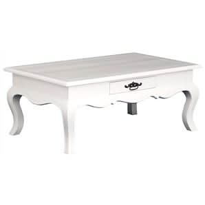ELODIE 2-DRAWER COFFEE TABLE IN SOLID MAHOGANY- WHITE - MyChocolateWood