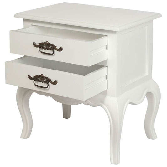 ELODIE 2 DRAWER LAMP TABLE /SIDE TABLE IN SOLID MAHOGANY- WHITE - MyChocolateWood