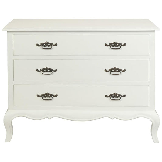 ELODIE 3 DRAWER CHEST/DRESSER IN SOLID MAHOGANY - WHITE - MyChocolateWood