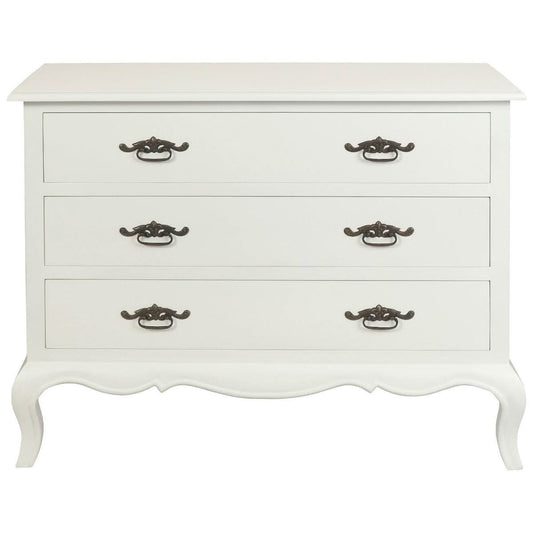 ELODIE 3 DRAWER CHEST/DRESSER IN SOLID MAHOGANY - WHITE - MyChocolateWood