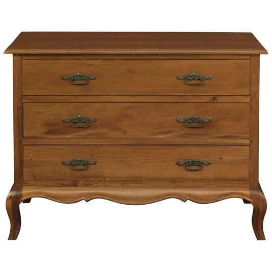 ELODIE 3 DRAWER CHEST IN SOLID MAHOGANY - LIGHT PECAN - MyChocolateWood