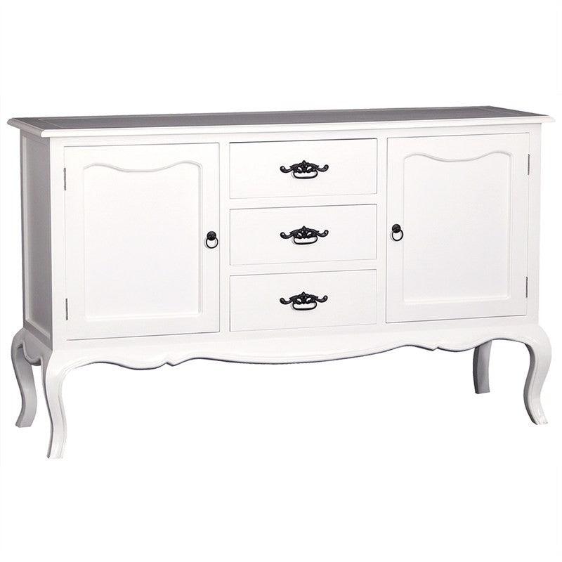 ELODIE BUFFET/SIDEBOARD 2 DOORS 3 DRAWERS IN SOLID MAHOGANY - WHITE - MyChocolateWood