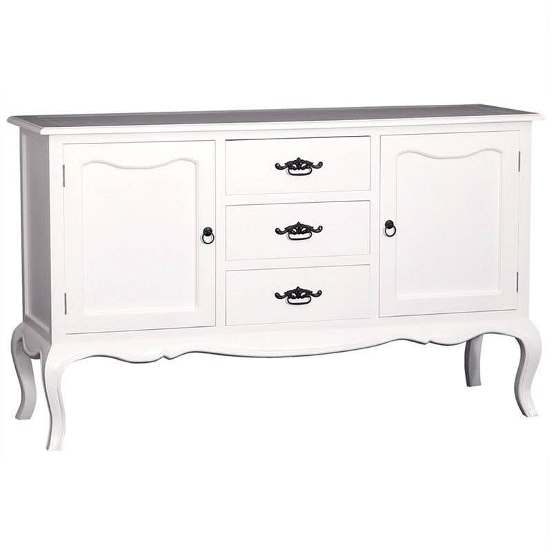 ELODIE BUFFET/SIDEBOARD 2 DOORS 3 DRAWERS IN SOLID MAHOGANY - WHITE - MyChocolateWood