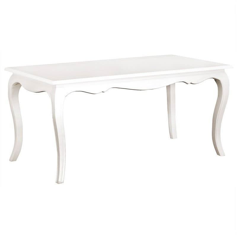 ELODIE SOLID MAHOGANY FRENCH PROVINCIAL DINING TABLE WHITE 160CM - MyChocolateWood